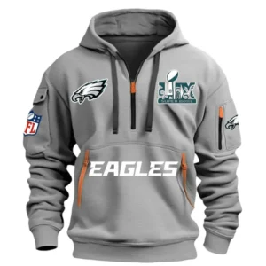 Philadelphia Eagles Hoodie Half Zipper, All Over Print Hoodie Half Zipper Philadelphia Eagles DNFL1337102048 - Grey