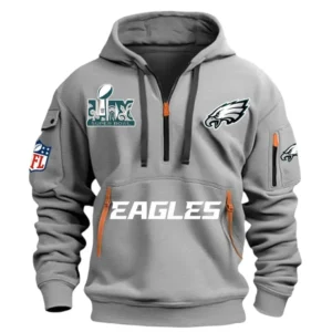 Philadelphia Eagles Hoodie Half Zipper, All Over Print Hoodie Half Zipper Philadelphia Eagles DNFL1337102049 - Grey