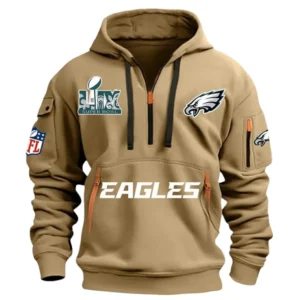 Philadelphia Eagles Hoodie Half Zipper, All Over Print Hoodie Half Zipper Philadelphia Eagles DNFL1337102049 - Khaki