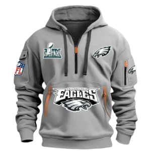 Philadelphia Eagles Hoodie Half Zipper, All Over Print Hoodie Half Zipper Philadelphia Eagles DNFL1337102050 - Grey