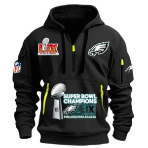 Philadelphia Eagles Hoodie Half Zipper, All Over Print Hoodie Half Zipper Philadelphia Eagles DNFL1337102054 - Black