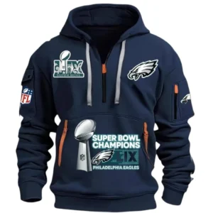 Philadelphia Eagles Hoodie Half Zipper, All Over Print Hoodie Half Zipper Philadelphia Eagles DNFL1337102055 - Navy