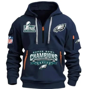 Philadelphia Eagles Hoodie Half Zipper, All Over Print Hoodie Half Zipper Philadelphia Eagles DNFL1337102056 - Navy
