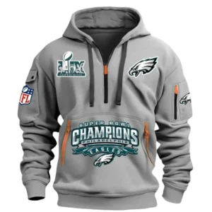 Philadelphia Eagles Hoodie Half Zipper, All Over Print Hoodie Half Zipper Philadelphia Eagles DNFL1337102056 - Grey