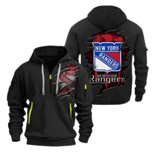 New York Rangers Hoodie Half Zipper, All Over Print Hoodie Half Zipper New York Rangers DNHL108972025 - Black