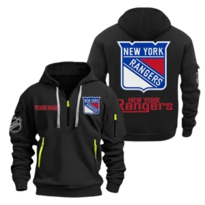 New York Rangers Hoodie Half Zipper, All Over Print Hoodie Half Zipper New York Rangers DNHL108972026 - Black