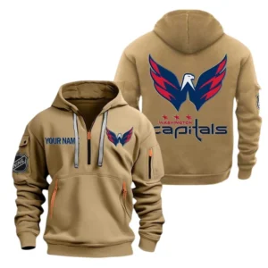 Washington Capitals Hoodie Half Zipper, All Over Print Hoodie Half Zipper Washington Capitals DNHL108972028 - Khaki