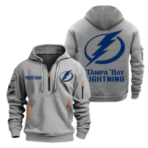 Tampa Bay Lightning Hoodie Half Zipper, All Over Print Hoodie Half Zipper Tampa Bay Lightning DNHL108972035 - Grey