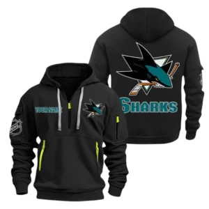 San Jose Sharks Hoodie Half Zipper, All Over Print Hoodie Half Zipper San Jose Sharks DNHL108972037 - Black