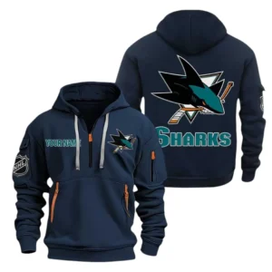 San Jose Sharks Hoodie Half Zipper, All Over Print Hoodie Half Zipper San Jose Sharks DNHL108972037 - Navy