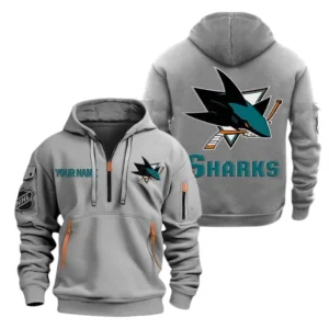 San Jose Sharks Hoodie Half Zipper, All Over Print Hoodie Half Zipper San Jose Sharks DNHL108972037 - Grey