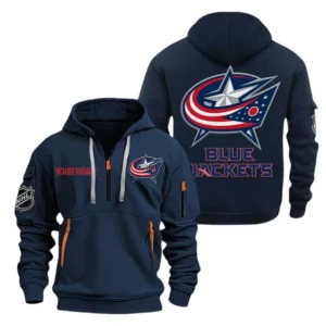 Columbus Blue Jackets Hoodie Half Zipper, All Over Print Hoodie Half Zipper Columbus Blue Jackets DNHL108972038 - Navy