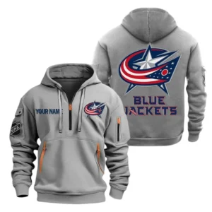 Columbus Blue Jackets Hoodie Half Zipper, All Over Print Hoodie Half Zipper Columbus Blue Jackets DNHL108972038 - Grey