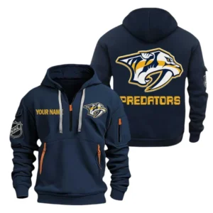 Nashville Predators Hoodie Half Zipper, All Over Print Hoodie Half Zipper Nashville Predators DNHL108972039 - Navy