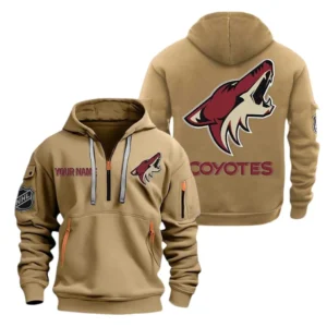Arizona Coyotes Hoodie Half Zipper, All Over Print Hoodie Half Zipper Arizona Coyotes DNHL108972040 - Khaki