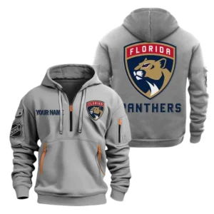 Florida Panthers Hoodie Half Zipper, All Over Print Hoodie Half Zipper Florida Panthers DNHL108972041 - Grey
