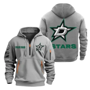 Dallas Stars Hoodie Half Zipper, All Over Print Hoodie Half Zipper Dallas Stars DNHL108972042 - Grey