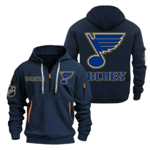St Louis Blues Hoodie Half Zipper, All Over Print Hoodie Half Zipper St Louis Blues DNHL108972044 - Navy