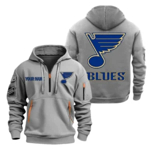 St Louis Blues Hoodie Half Zipper, All Over Print Hoodie Half Zipper St Louis Blues DNHL108972044 - Grey
