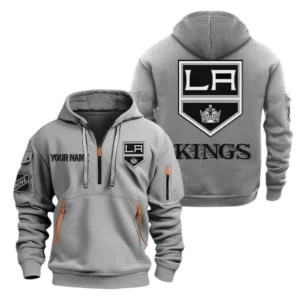 Los Angeles Kings Hoodie Half Zipper, All Over Print Hoodie Half Zipper Los Angeles Kings DNHL108972045 - Grey