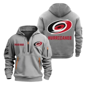 Carolina Hurricanes Hoodie Half Zipper, All Over Print Hoodie Half Zipper Carolina Hurricanes DNHL108972046 - Grey