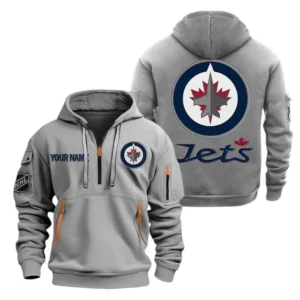 Winnipeg Jets Hoodie Half Zipper, All Over Print Hoodie Half Zipper Winnipeg Jets DNHL108972048 - Grey