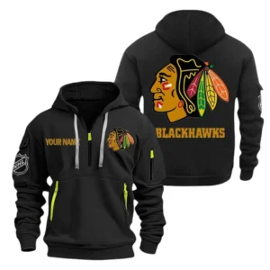 Chicago Blackhawks Hoodie Half Zipper, All Over Print Hoodie Half Zipper Chicago Blackhawks DNHL108972049 - Black