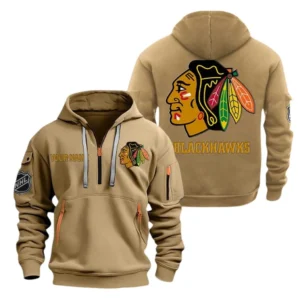 Chicago Blackhawks Hoodie Half Zipper, All Over Print Hoodie Half Zipper Chicago Blackhawks DNHL108972049 - Khaki