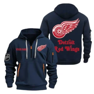 Detroit Red Wings Hoodie Half Zipper, All Over Print Hoodie Half Zipper Detroit Red Wings DNHL108972051 - Navy