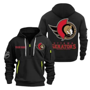 Ottawa Senators Hoodie Half Zipper, All Over Print Hoodie Half Zipper Ottawa Senators DNHL108972053 - Black