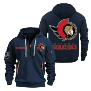 Ottawa Senators Hoodie Half Zipper, All Over Print Hoodie Half Zipper Ottawa Senators DNHL108972053 - Navy