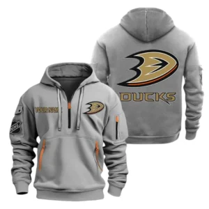 Anaheim Ducks Hoodie Half Zipper, All Over Print Hoodie Half Zipper Anaheim Ducks DNHL108972058 - Grey