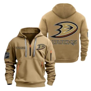 Anaheim Ducks Hoodie Half Zipper, All Over Print Hoodie Half Zipper Anaheim Ducks DNHL108972058 - Khaki