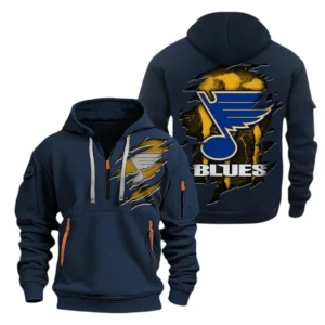St Louis Blues Hoodie Half Zipper, All Over Print Hoodie Half Zipper St Louis Blues DNHL108972059 - Navy
