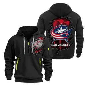 Columbus Blue Jackets Hoodie Half Zipper, All Over Print Hoodie Half Zipper Columbus Blue Jackets DNHL108972063 - Black