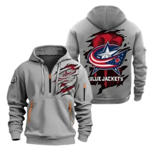 Columbus Blue Jackets Hoodie Half Zipper, All Over Print Hoodie Half Zipper Columbus Blue Jackets DNHL108972063 - Grey