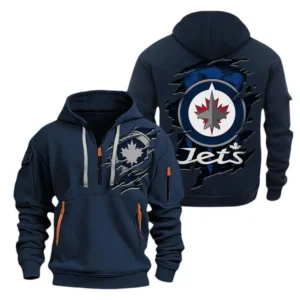 Winnipeg Jets Hoodie Half Zipper, All Over Print Hoodie Half Zipper Winnipeg Jets DNHL108972064 - Navy