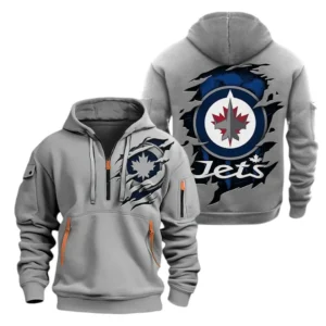 Winnipeg Jets Hoodie Half Zipper, All Over Print Hoodie Half Zipper Winnipeg Jets DNHL108972064 - Grey