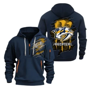 Nashville Predators Hoodie Half Zipper, All Over Print Hoodie Half Zipper Nashville Predators DNHL108972065 - Navy