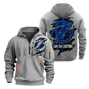 Tampa Bay Lightning Hoodie Half Zipper, All Over Print Hoodie Half Zipper Tampa Bay Lightning DNHL108972066 - Grey