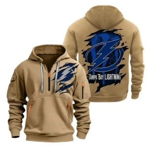 Tampa Bay Lightning Hoodie Half Zipper, All Over Print Hoodie Half Zipper Tampa Bay Lightning DNHL108972066 - Khaki
