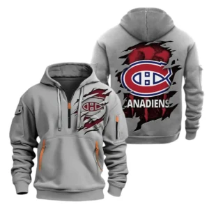 Montreal Canadiens Hoodie Half Zipper, All Over Print Hoodie Half Zipper Montreal Canadiens DNHL108972067 - Grey