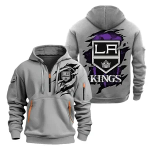 Los Angeles Kings Hoodie Half Zipper, All Over Print Hoodie Half Zipper Los Angeles Kings DNHL108972068 - Grey