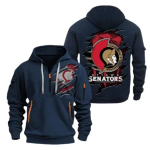 Ottawa Senators Hoodie Half Zipper, All Over Print Hoodie Half Zipper Ottawa Senators DNHL108972069 - Navy