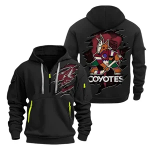 Arizona Coyotes Hoodie Half Zipper, All Over Print Hoodie Half Zipper Arizona Coyotes DNHL108972070 - Black