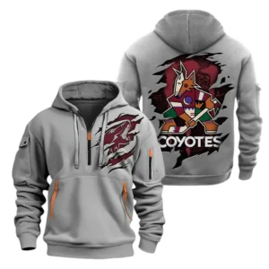Arizona Coyotes Hoodie Half Zipper, All Over Print Hoodie Half Zipper Arizona Coyotes DNHL108972070 - Grey