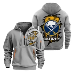 Buffalo Sabres Hoodie Half Zipper, All Over Print Hoodie Half Zipper Buffalo Sabres DNHL108972072 - Grey