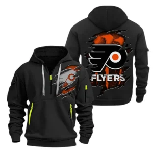Philadelphia Flyers Hoodie Half Zipper, All Over Print Hoodie Half Zipper Philadelphia Flyers DNHL108972075 - Black