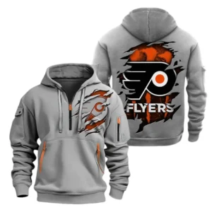 Philadelphia Flyers Hoodie Half Zipper, All Over Print Hoodie Half Zipper Philadelphia Flyers DNHL108972075 - Grey