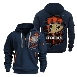 Anaheim Ducks Hoodie Half Zipper, All Over Print Hoodie Half Zipper Anaheim Ducks DNHL108972076 - Navy